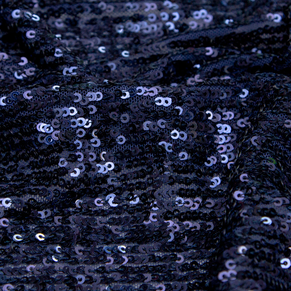 Navy Striped Baby Sequins on Stretch Mesh Detail