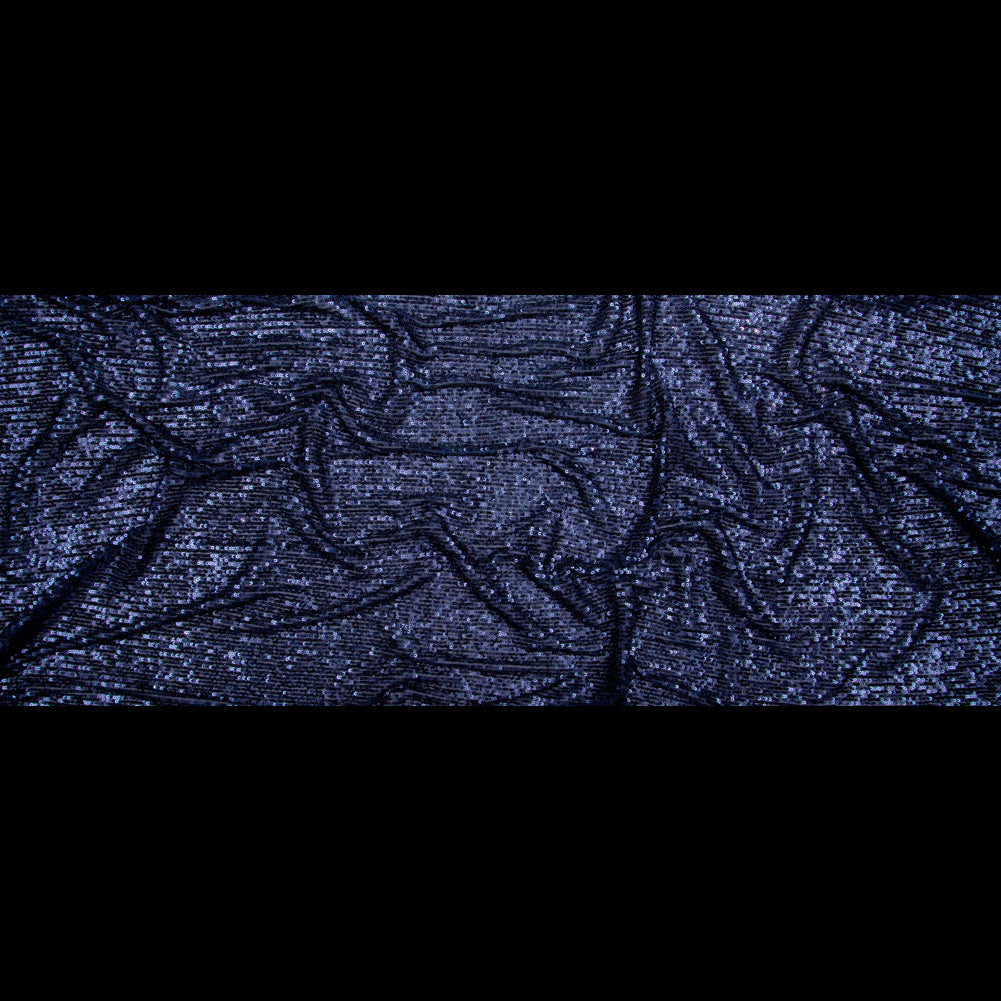 Navy Striped Baby Sequins on Stretch Mesh Full