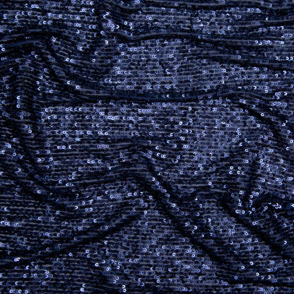 Navy Striped Baby Sequins on Stretch Mesh