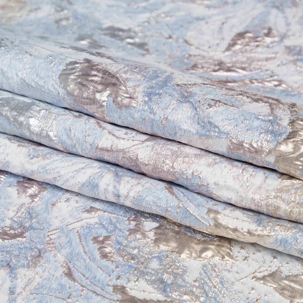Metallic Golden Egg, Plein Air and Kentucky Blue Abstract Luxury Brocade - Folded