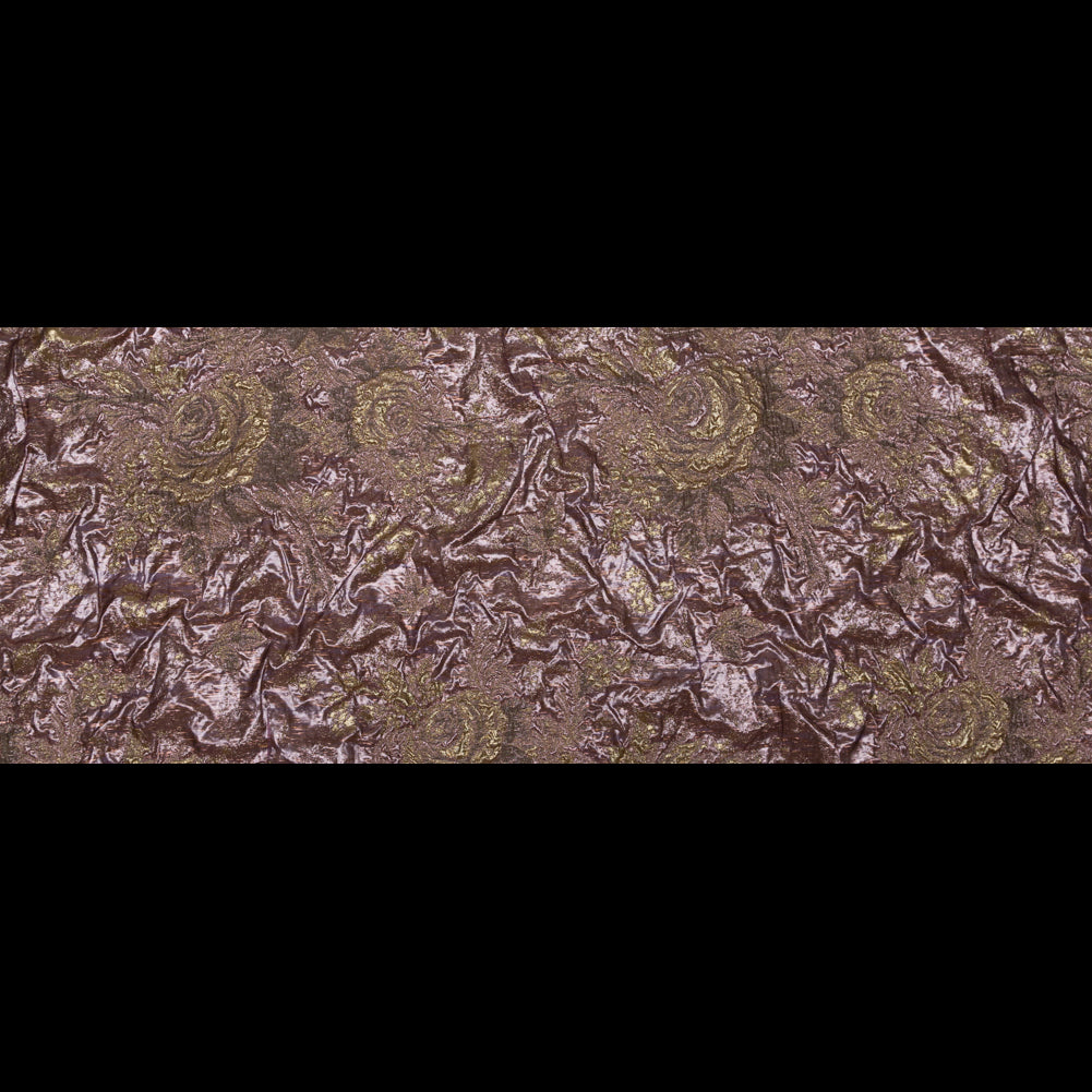 Metallic Mauve Wine and Golden Egg Floral Luxury Double Layer Organza Brocade - Folded