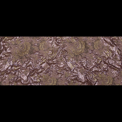 Metallic Mauve Wine and Golden Egg Floral Luxury Double Layer Organza Brocade - Folded