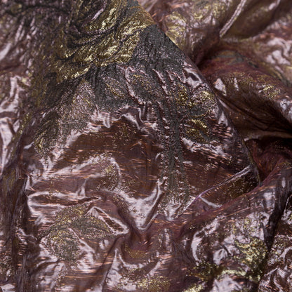 Metallic Mauve Wine and Golden Egg Floral Luxury Double Layer Organza Brocade - Full