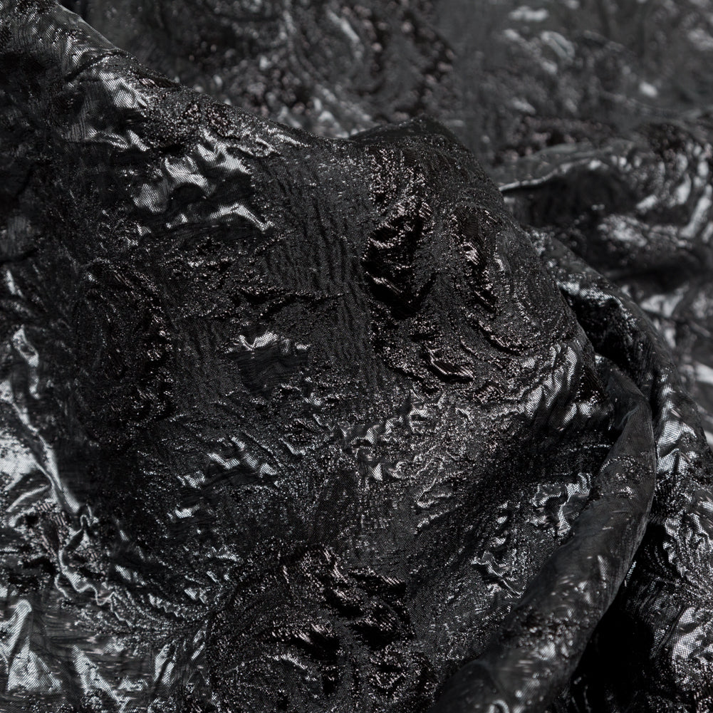 Metallic Gunmetal and After Dark Floral Luxury Double Layer Organza Brocade - Full