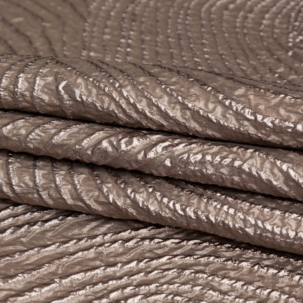 Metallic Timber Wolf Spirals Luxury Organza Brocade Folded