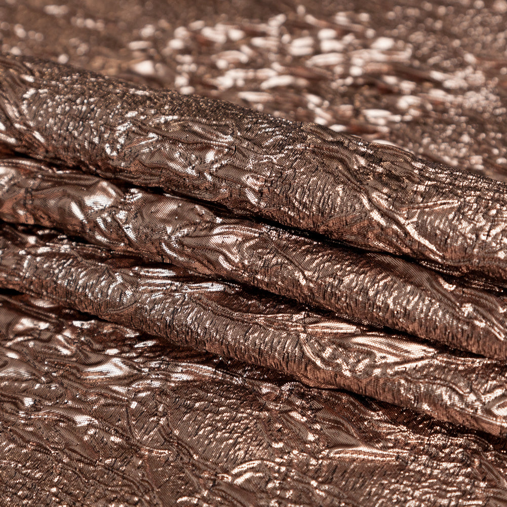 Metallic Teak Crinkled Luxury Brocade Folded