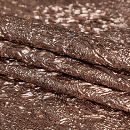 Metallic Teak Crinkled Luxury Brocade Folded