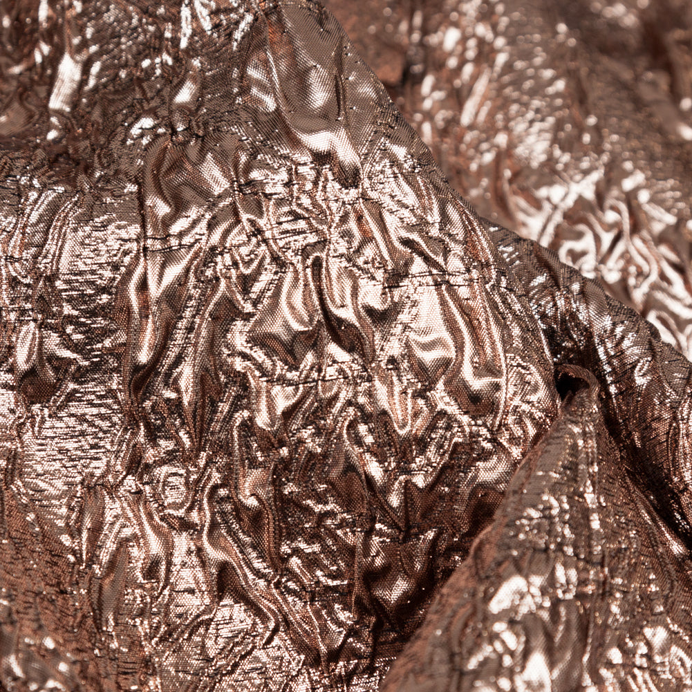 Metallic Teak Crinkled Luxury Brocade Detail