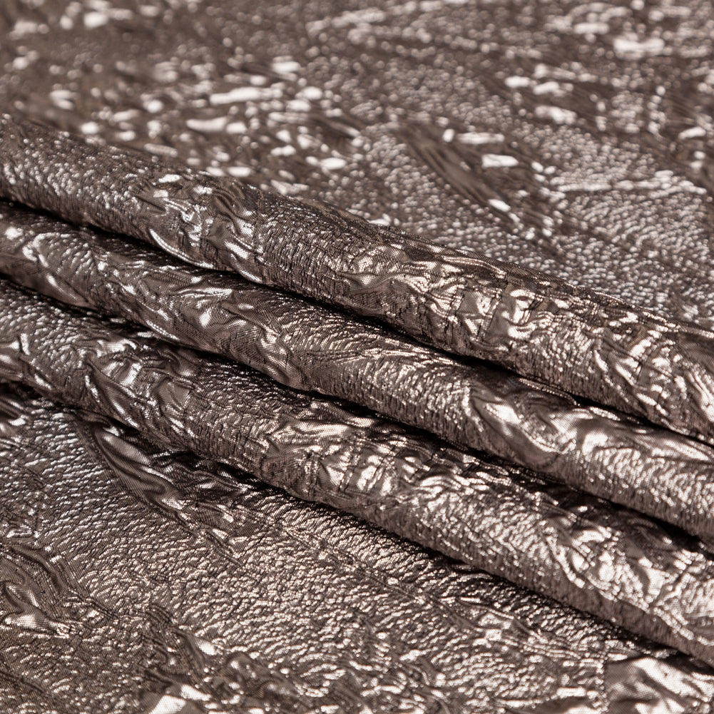 Metallic Cinder Crinkled Luxury Brocade - Folded