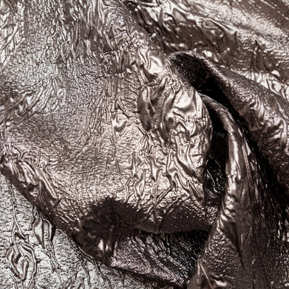 Metallic Cinder Crinkled Luxury Brocade - Detail