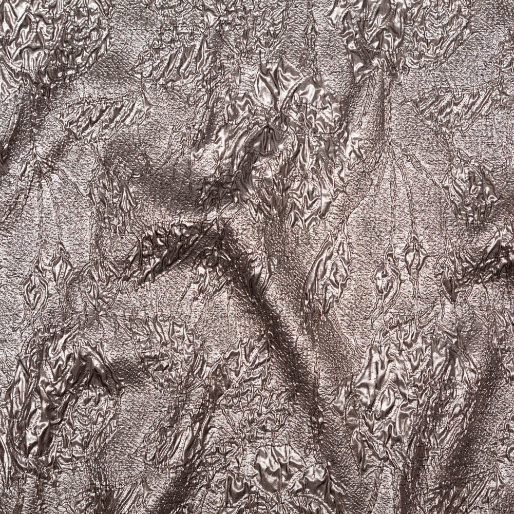 Metallic Cinder Crinkled Luxury Brocade
