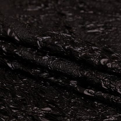 Metallic Black Crinkled Luxury Brocade - Folded
