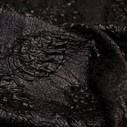 Metallic Black Crinkled Luxury Brocade - Detail