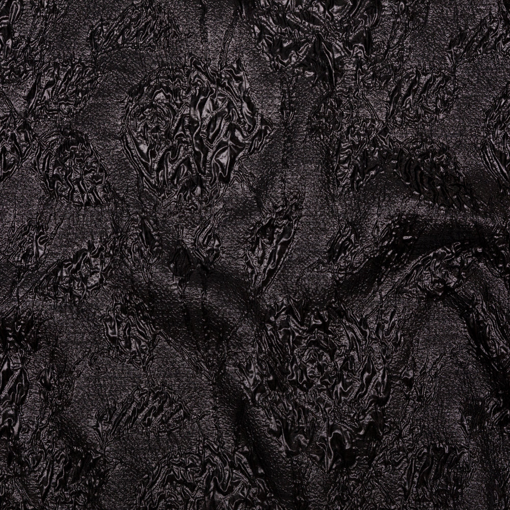 Metallic Black Crinkled Luxury Brocade