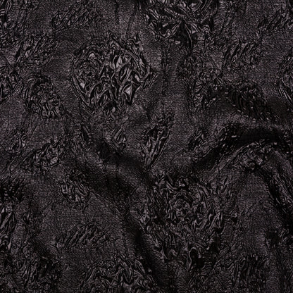Metallic Black Crinkled Luxury Brocade