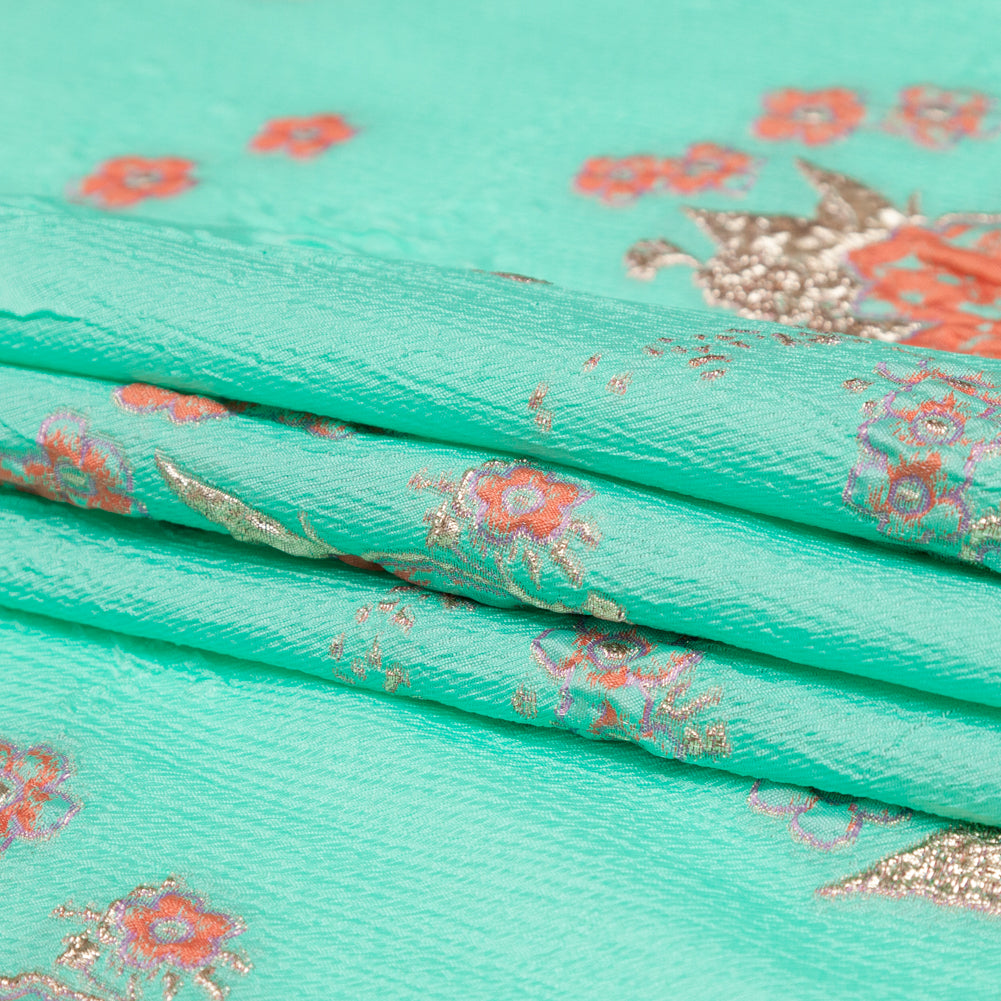 Cascade, Orchid Haze and Metallic Bright Gold Floral Luxury Brocade - Folded