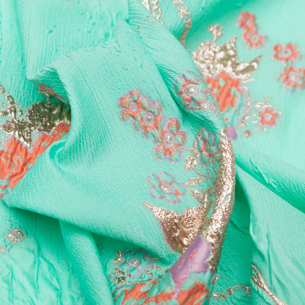 Cascade, Orchid Haze and Metallic Bright Gold Floral Luxury Brocade - Detail