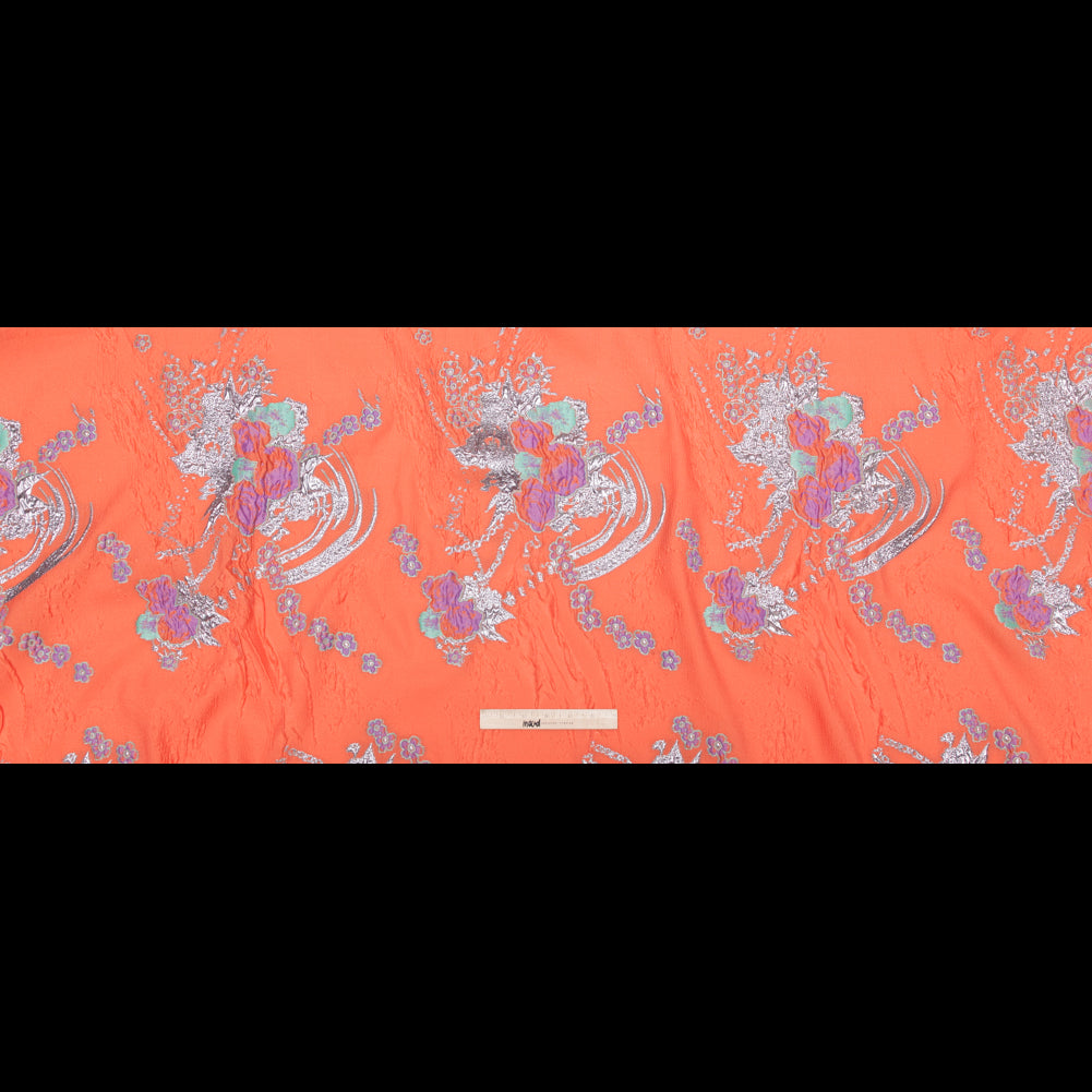 Spearmint, Coral and Metallic Gold Floral Luxury Brocade Full