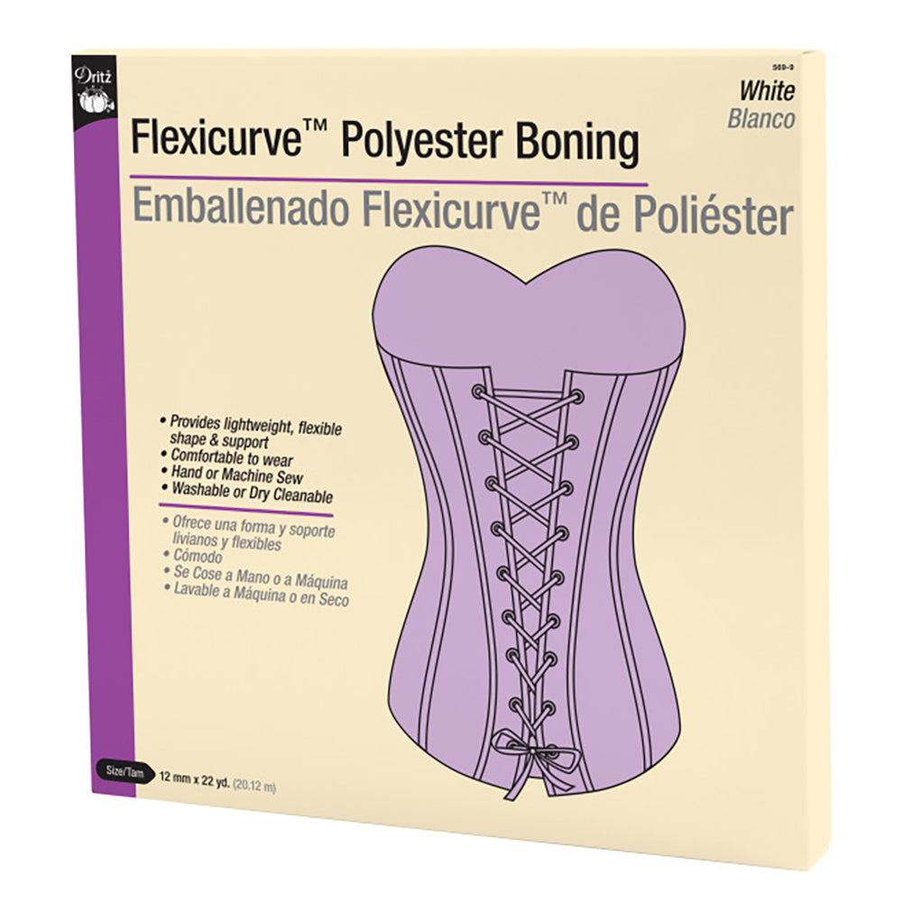 Dritz Flexicurve™ Polyester Boning - White - 12mm x 22yds - Packaged