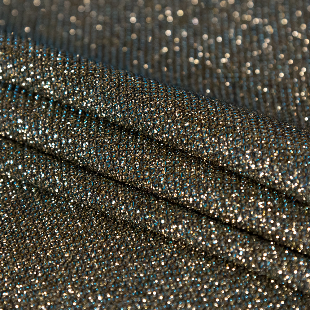 Two-Tone Galaxy Lame - Mermaid Green and Gold - Andromeda Collection Detail