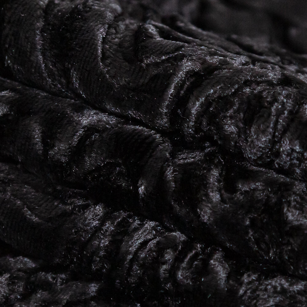 Premium Black Woodgrain Faux Persian Lamb Fur - Detail