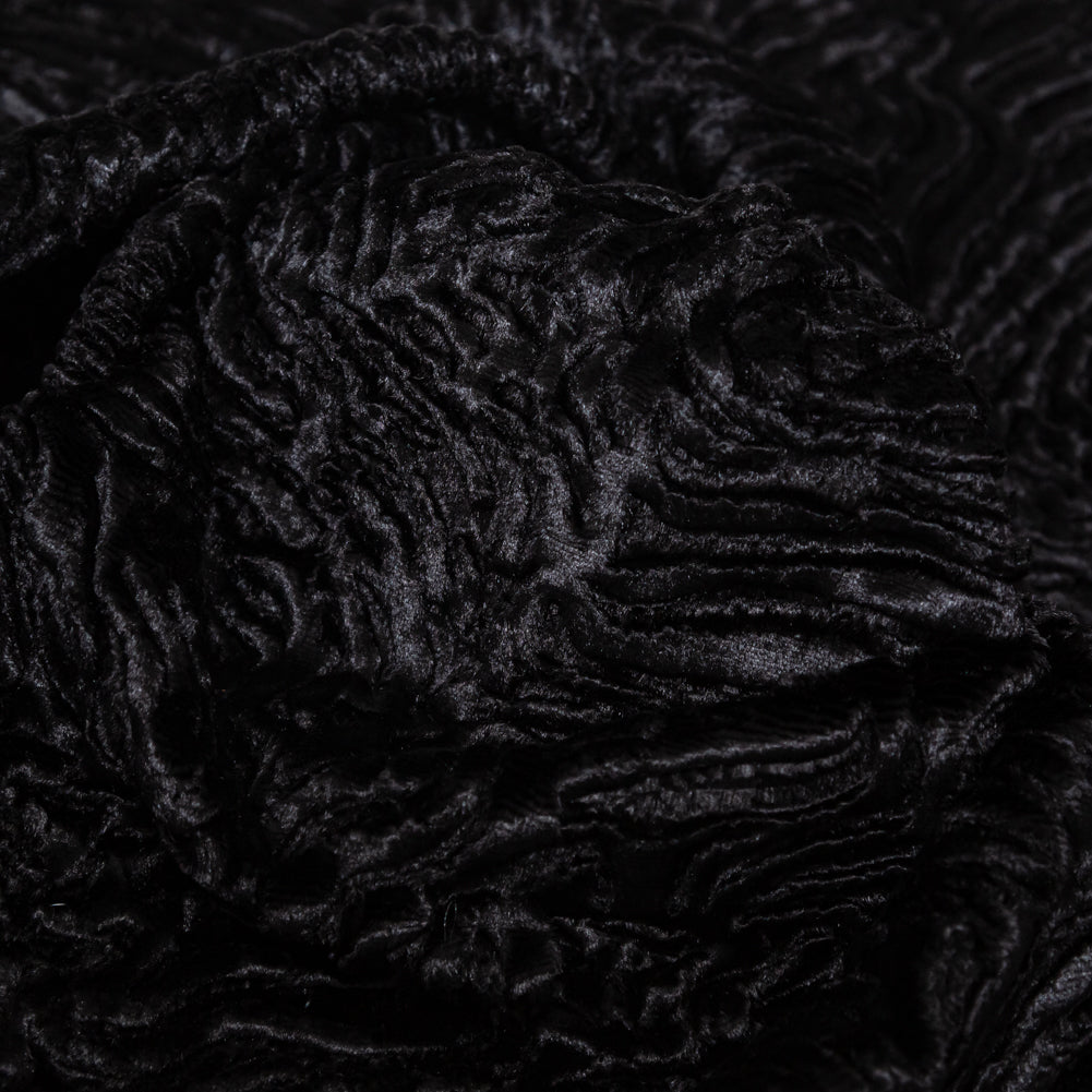 Premium Black Woodgrain Faux Persian Lamb Fur - Full