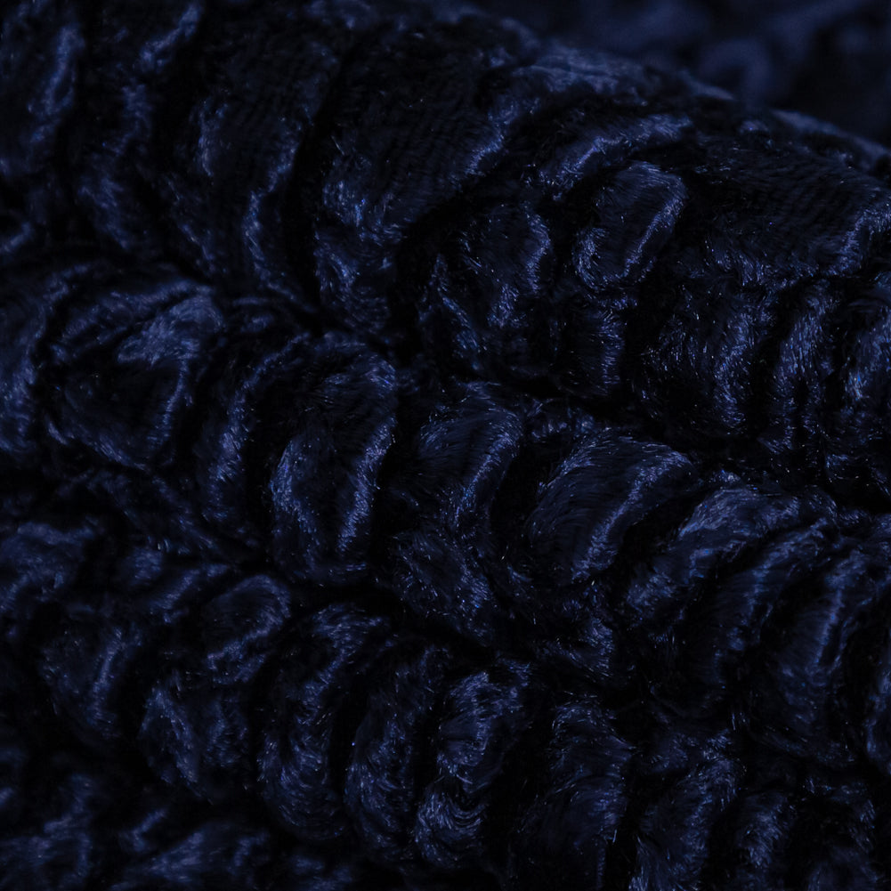 Premium Dark Navy Faux Persian Lamb Fur - Detail