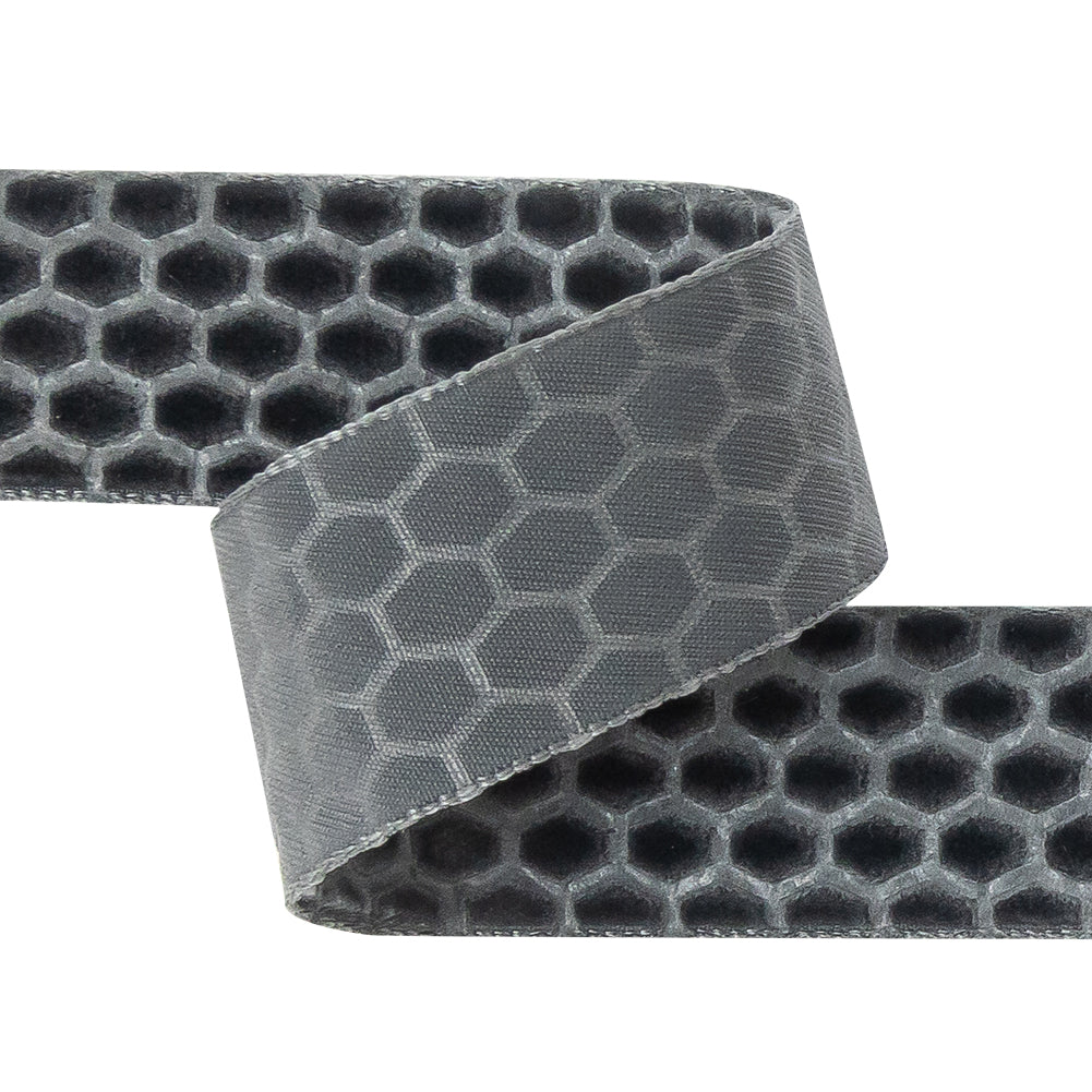 Italian Gray Honeycomb Velvet Burnout Trim - 0.875" Detail