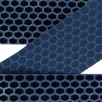 Italian Navy Honeycomb Velvet Burnout Trim - 1.4375 - Detail