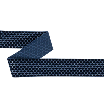 Italian Navy Honeycomb Velvet Burnout Trim - 1.4375