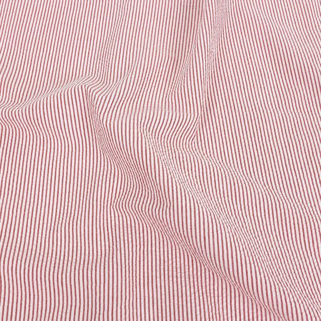 Brasilia Red Striped Organic Cotton Seersucker