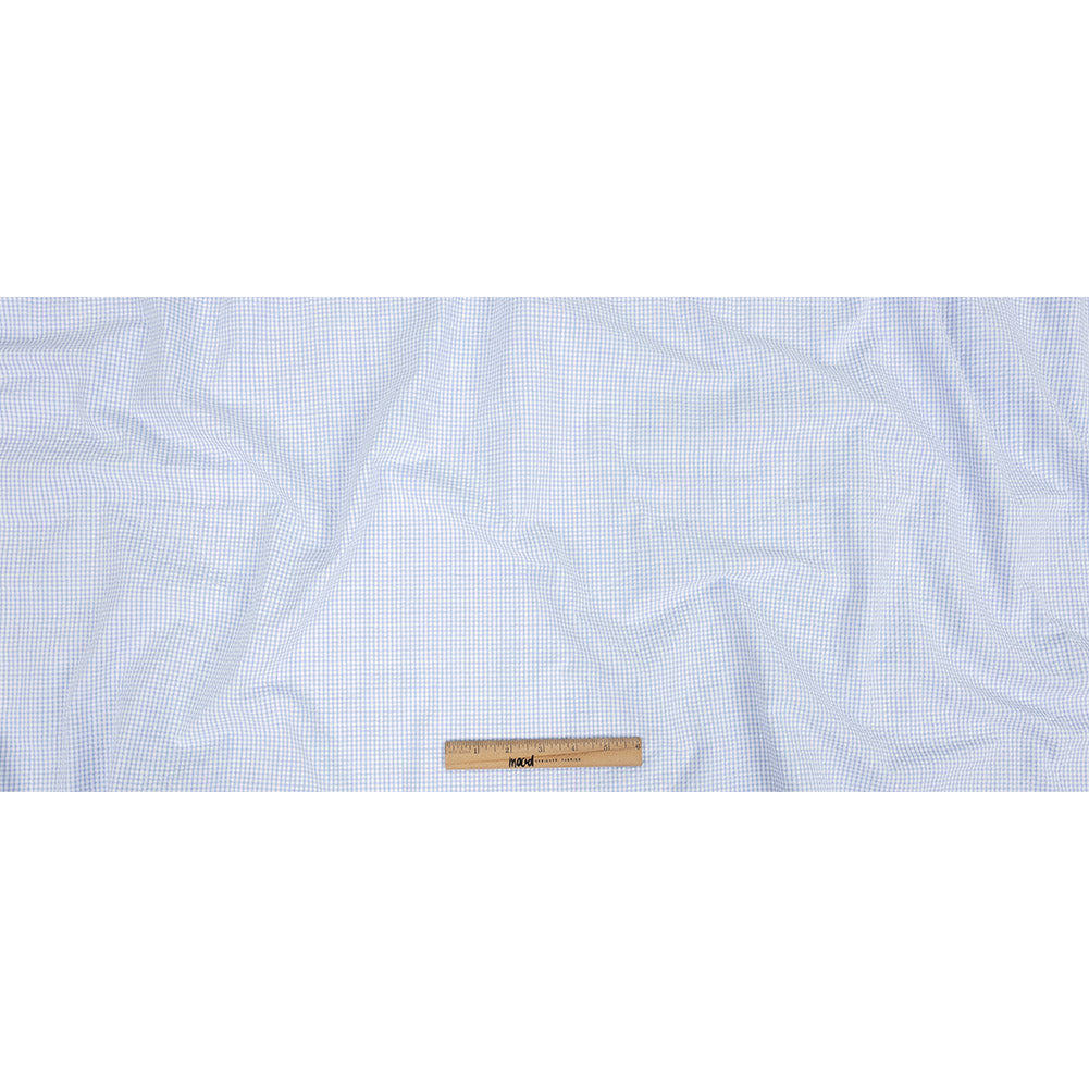 Organic Cotton Seersucker - Light Blue Gingham - Olinda Collection Folded
