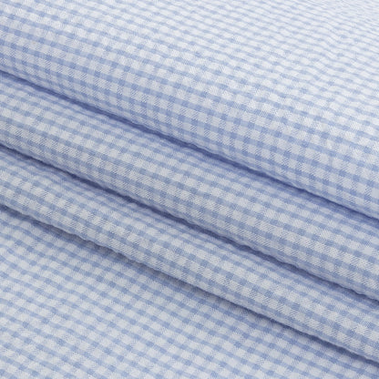 Organic Cotton Seersucker - Light Blue Gingham - Olinda Collection Detail