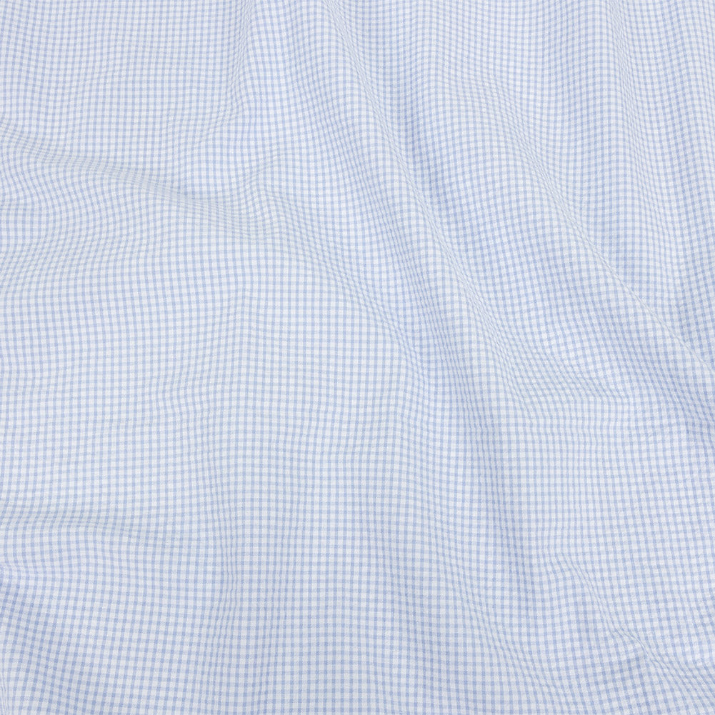 Organic Cotton Seersucker - Light Blue Gingham - Olinda Collection