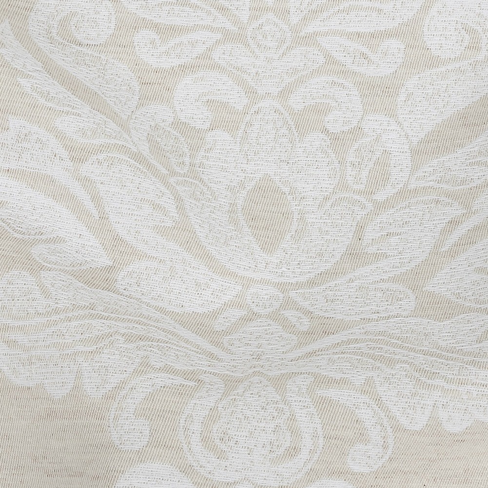 Ivory and White Damask Double Wide Drapery Jacquard - Detail
