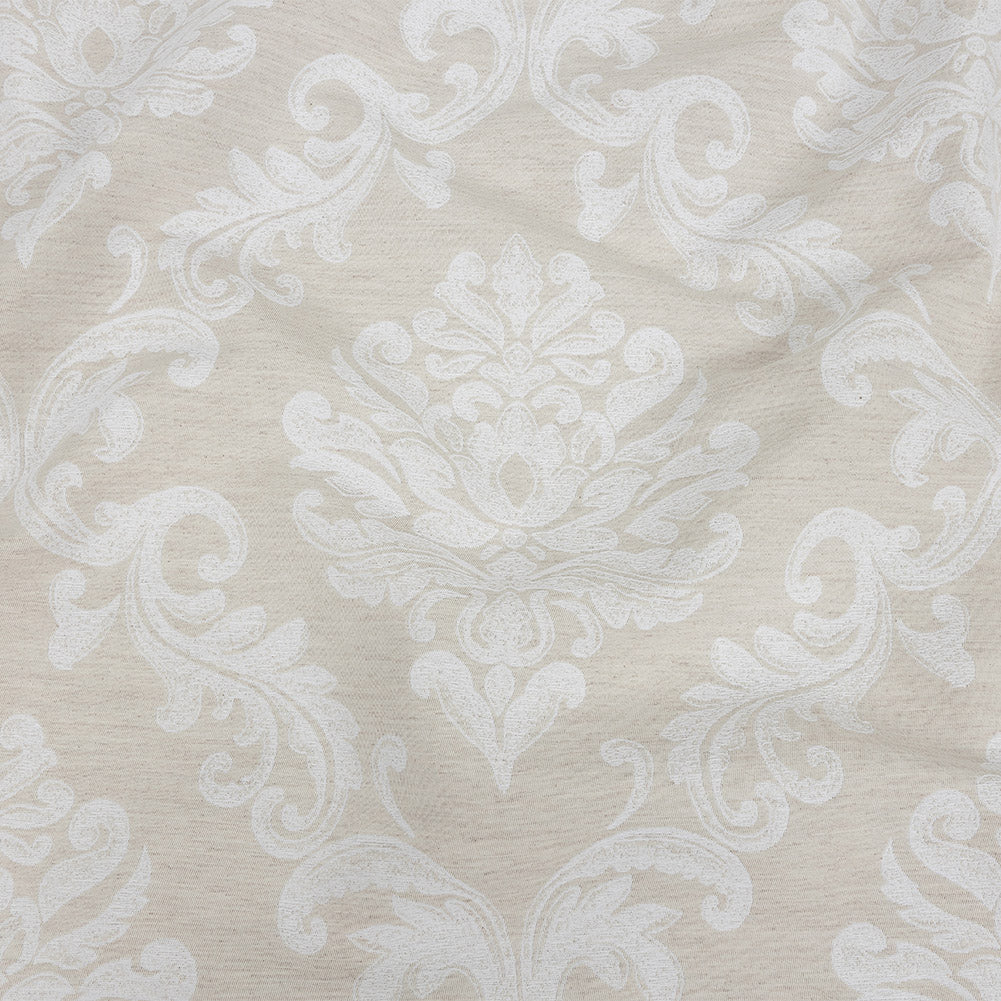 Ivory and White Damask Double Wide Drapery Jacquard