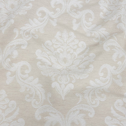 Ivory and White Damask Double Wide Drapery Jacquard