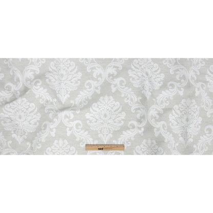 Gray and White Damask Double Wide Drapery Jacquard Full