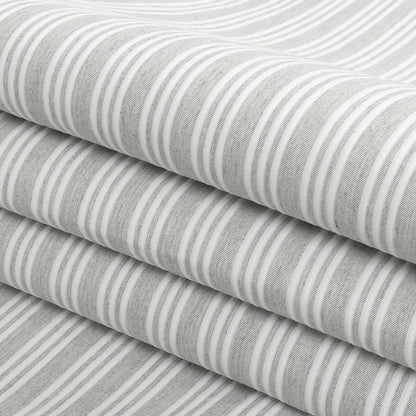 Gray Double Wide Drapery Twill with Raised White Stripes Folded