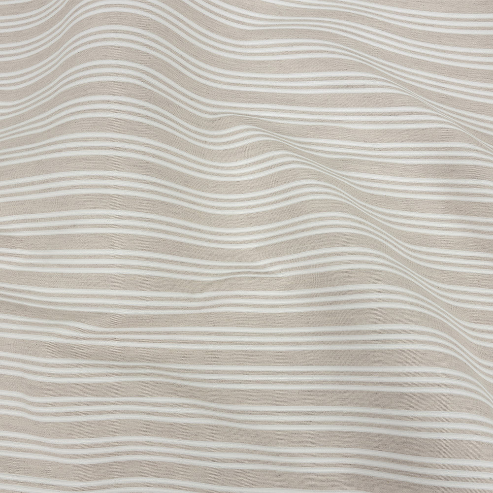 Ivory Double Wide Drapery Twill with Raised White Stripes