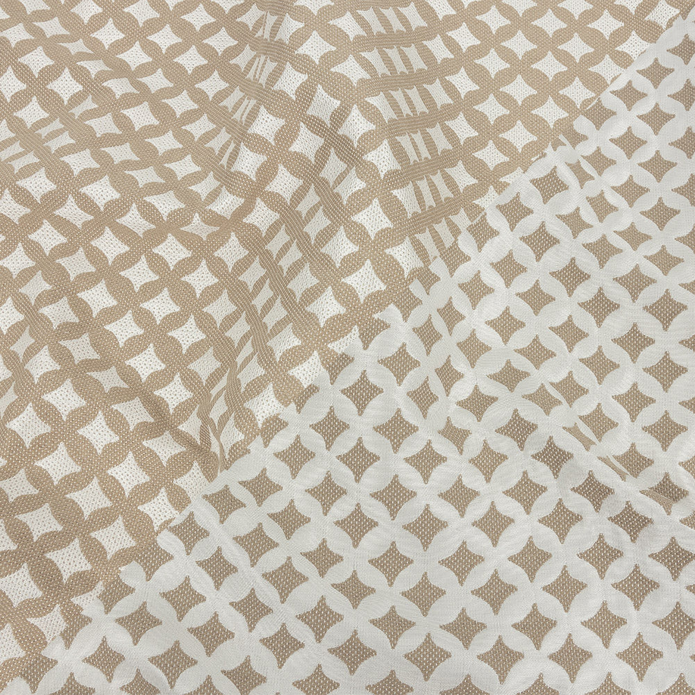 Khaki Quatrefoil Blended Polyester Jacquard