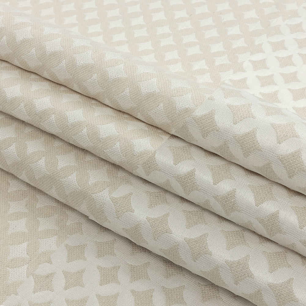 Ivory Quatrefoil Blended Polyester Jacquard - Folded
