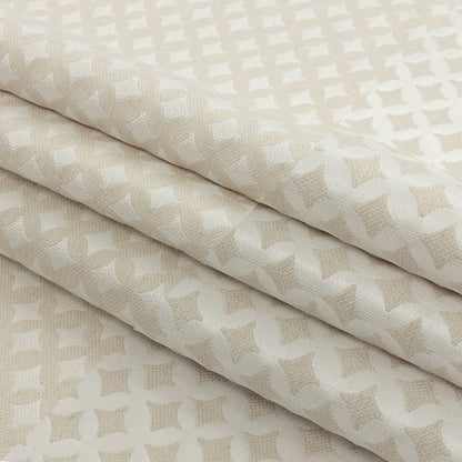 Ivory Quatrefoil Blended Polyester Jacquard - Folded