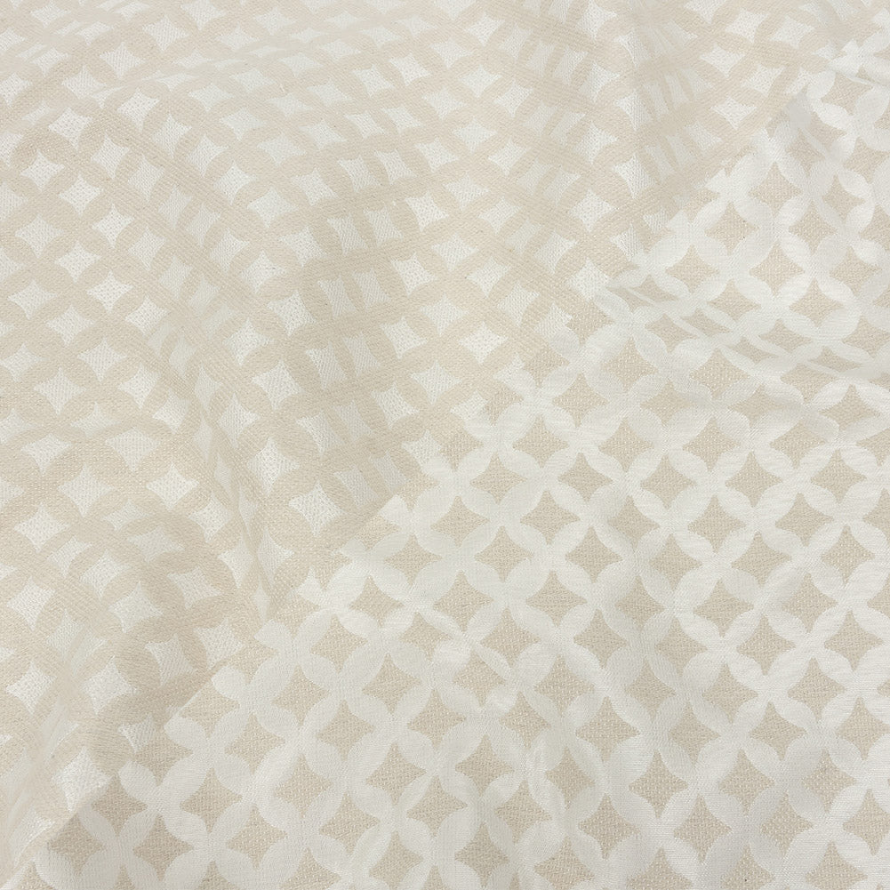 Ivory Quatrefoil Blended Polyester Jacquard