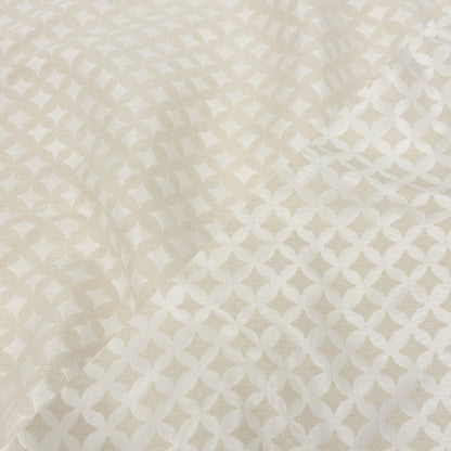 Ivory Quatrefoil Blended Polyester Jacquard