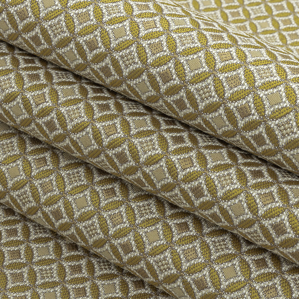 Gold Quatrefoil Blended Polyester Jacquard - Folded