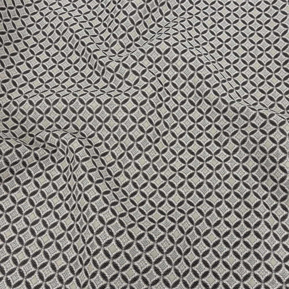 Black and Gray Quatrefoil Blended Polyester Jacquard