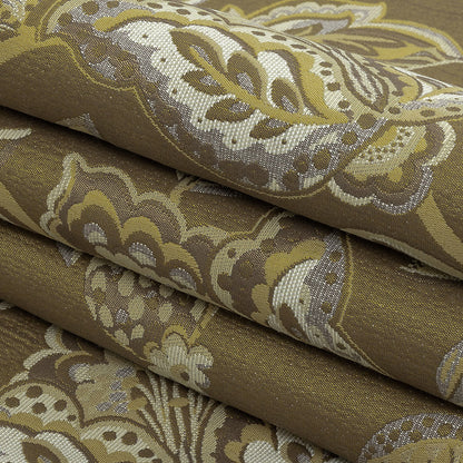 Gold Jacobean Floral Blended Polyester Jacquard - Folded