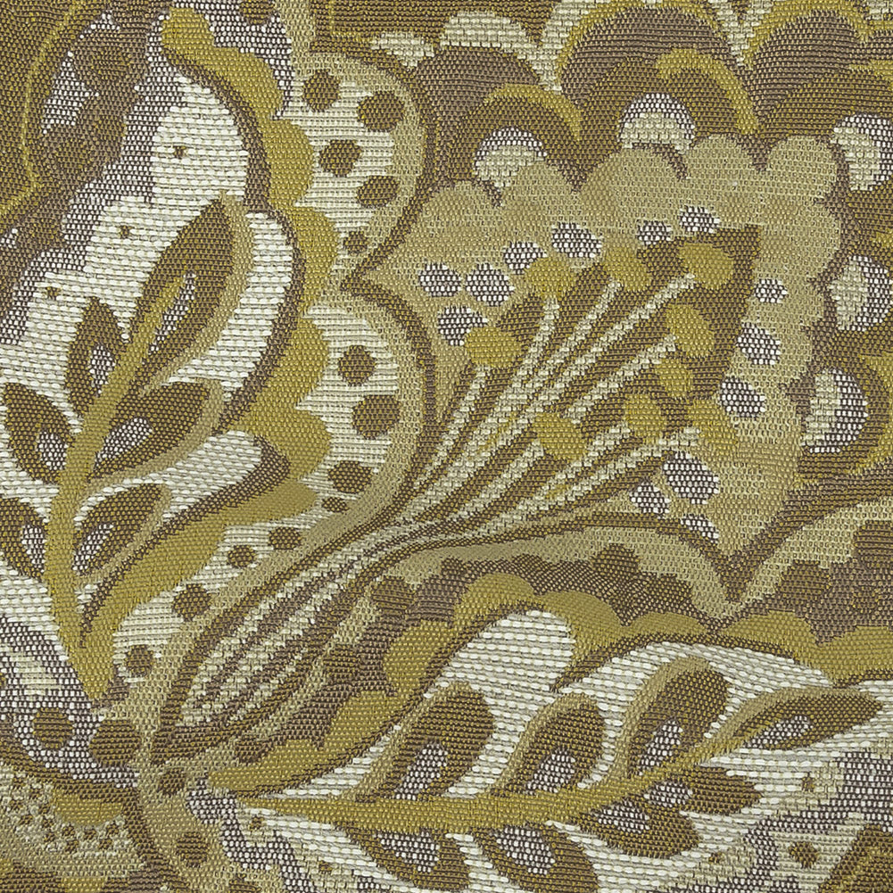 Gold Jacobean Floral Blended Polyester Jacquard - Detail