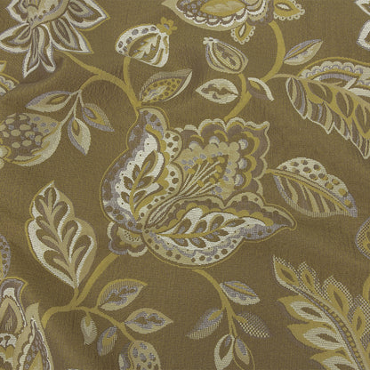 Gold Jacobean Floral Blended Polyester Jacquard